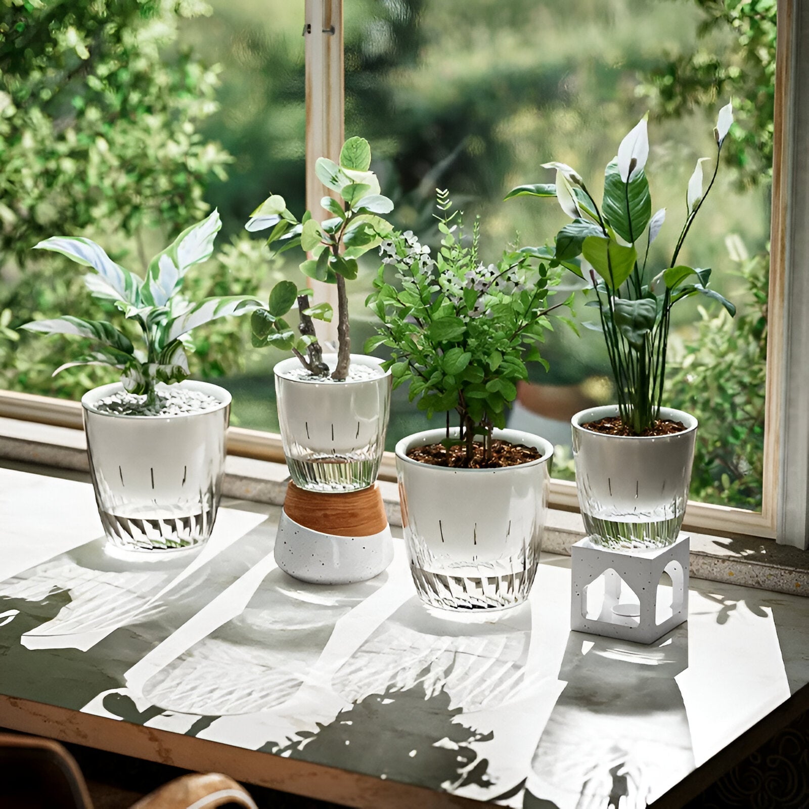 HydroGlow Kruka - 2-pack Självvattnande Bordsväxtkrukor