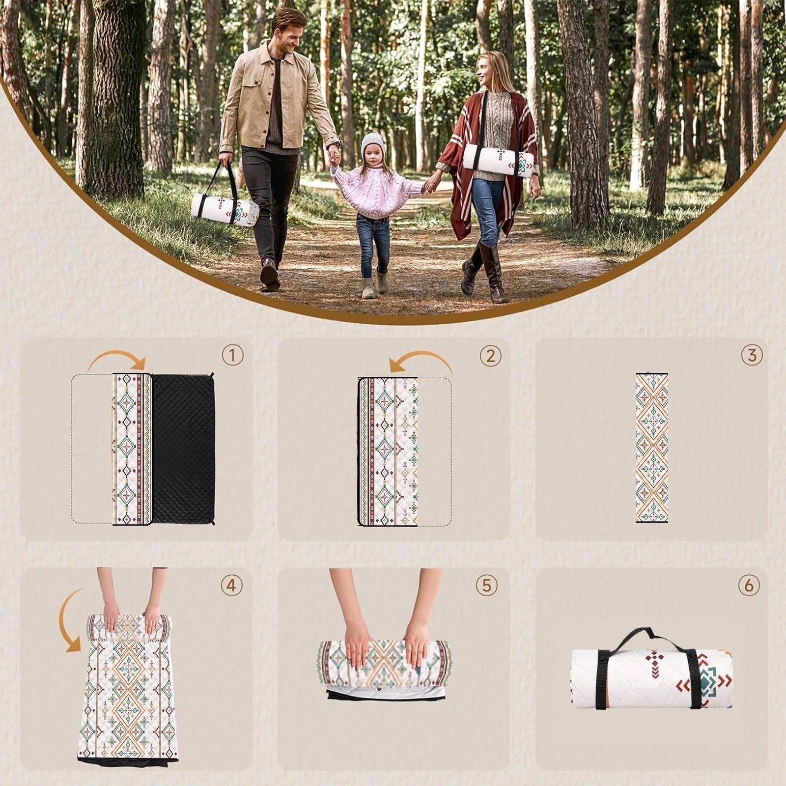 Fällbar Picknickfilt – Vattentät & Sandfri | Perfekt för utomhusäventyr