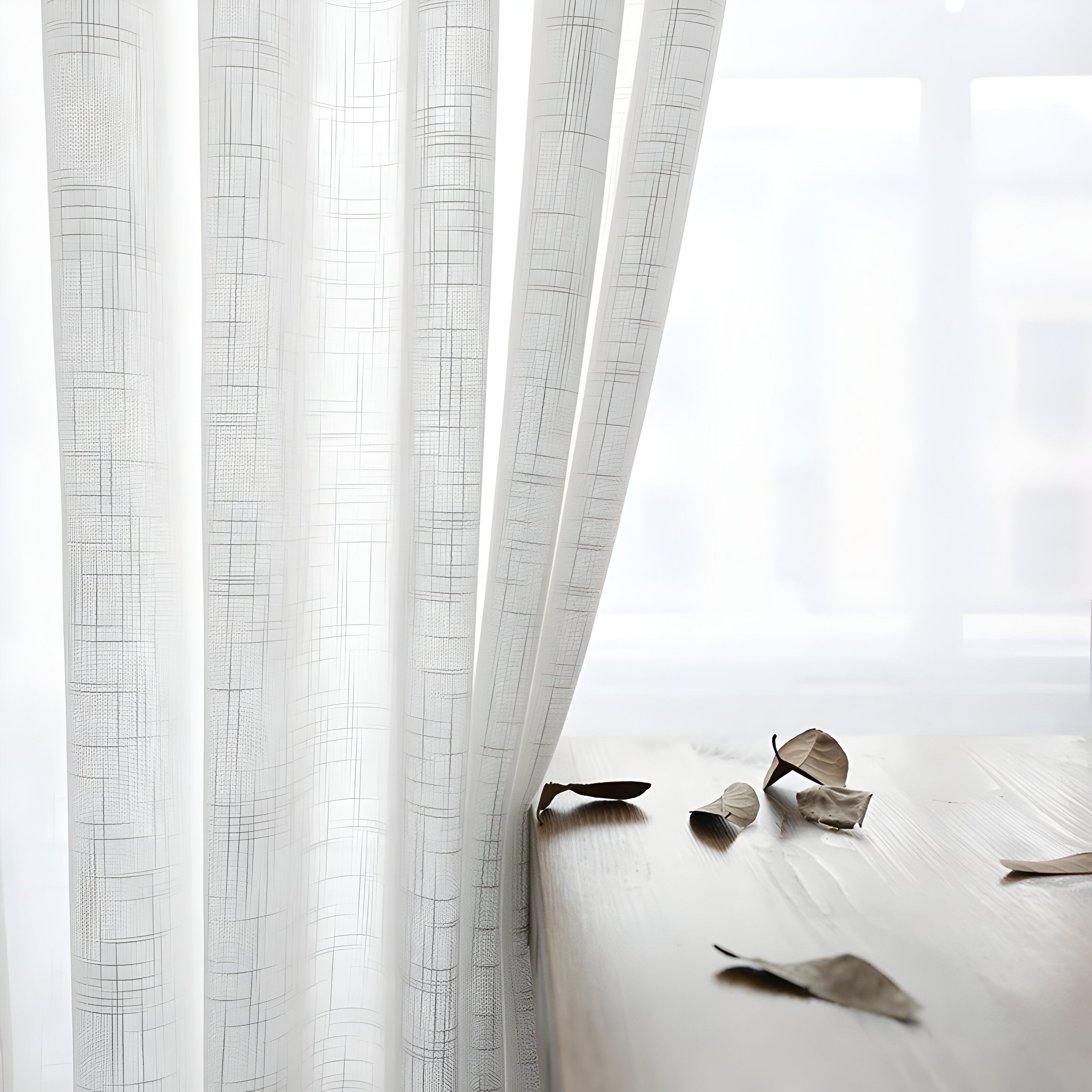 HikariVeil Gardiner - Japansk Stil Halvgenomskinliga Integritetsgardiner