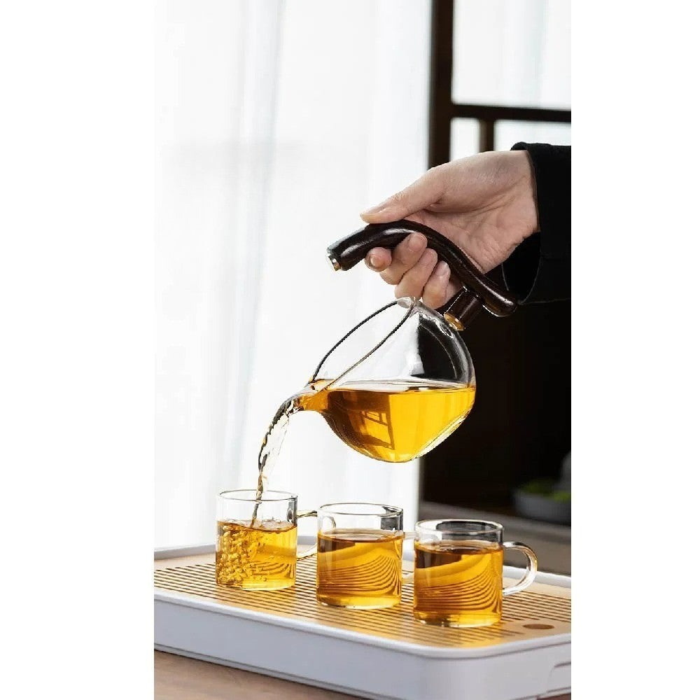 Glas Teaset med Magnetisk Flöde – Semi-Automatisk Kanna, Värmebeständig och Elegant