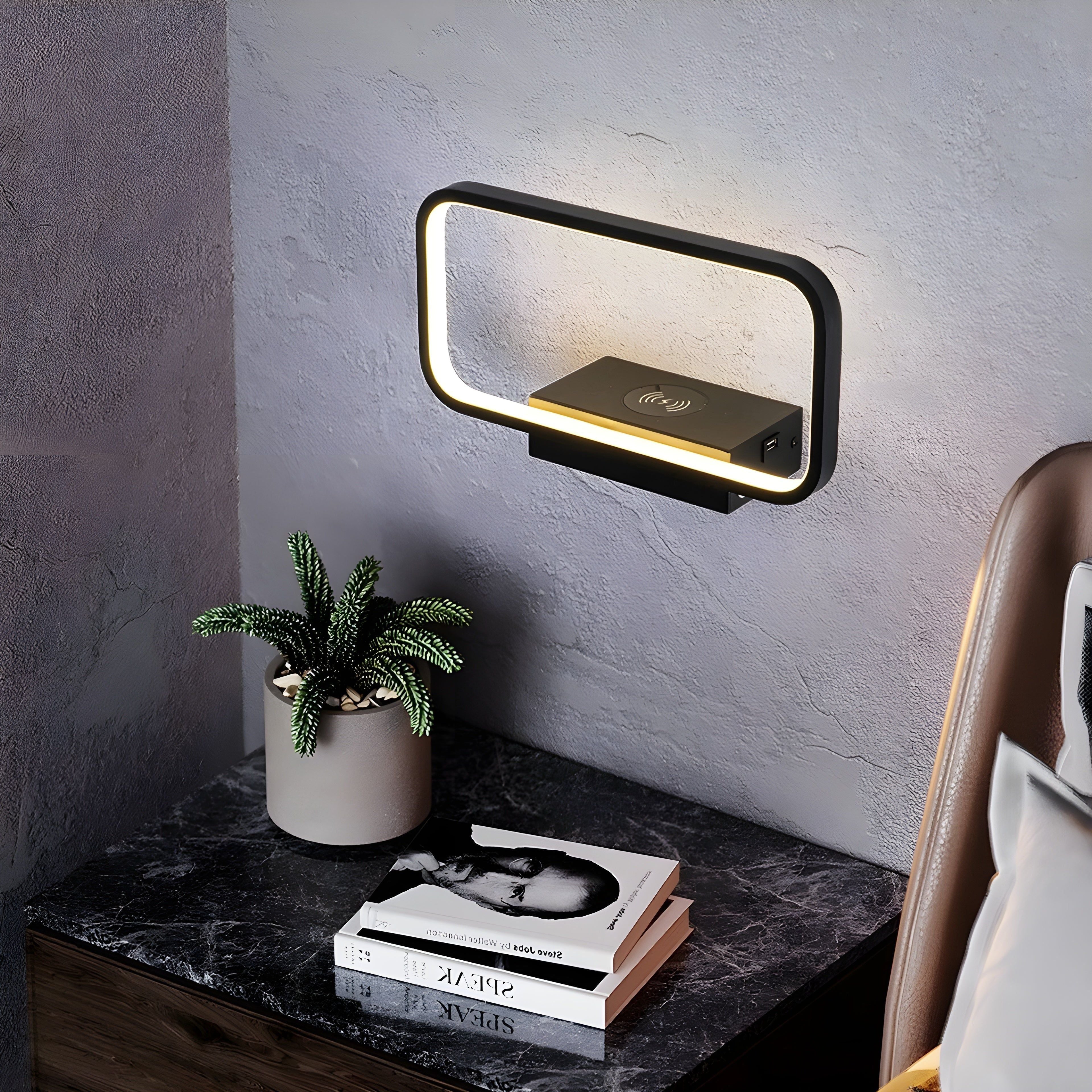 GloSwitch Ljus – Modern Trådlös USB-Laddning LED-Vägglampa för Inomhusbruk