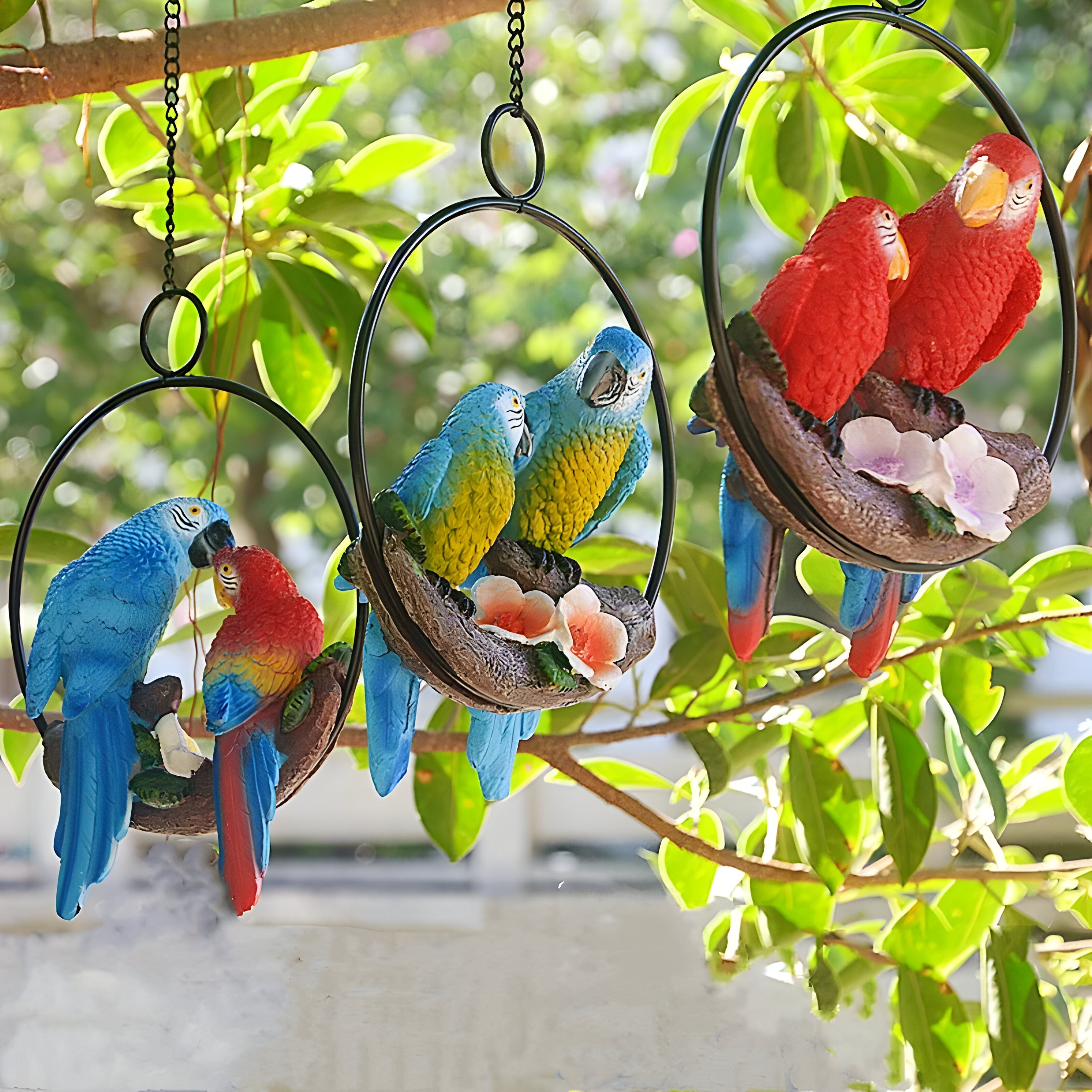 ParrotWhisper Decor - Dekorativ papegoja trädstaty för hängande