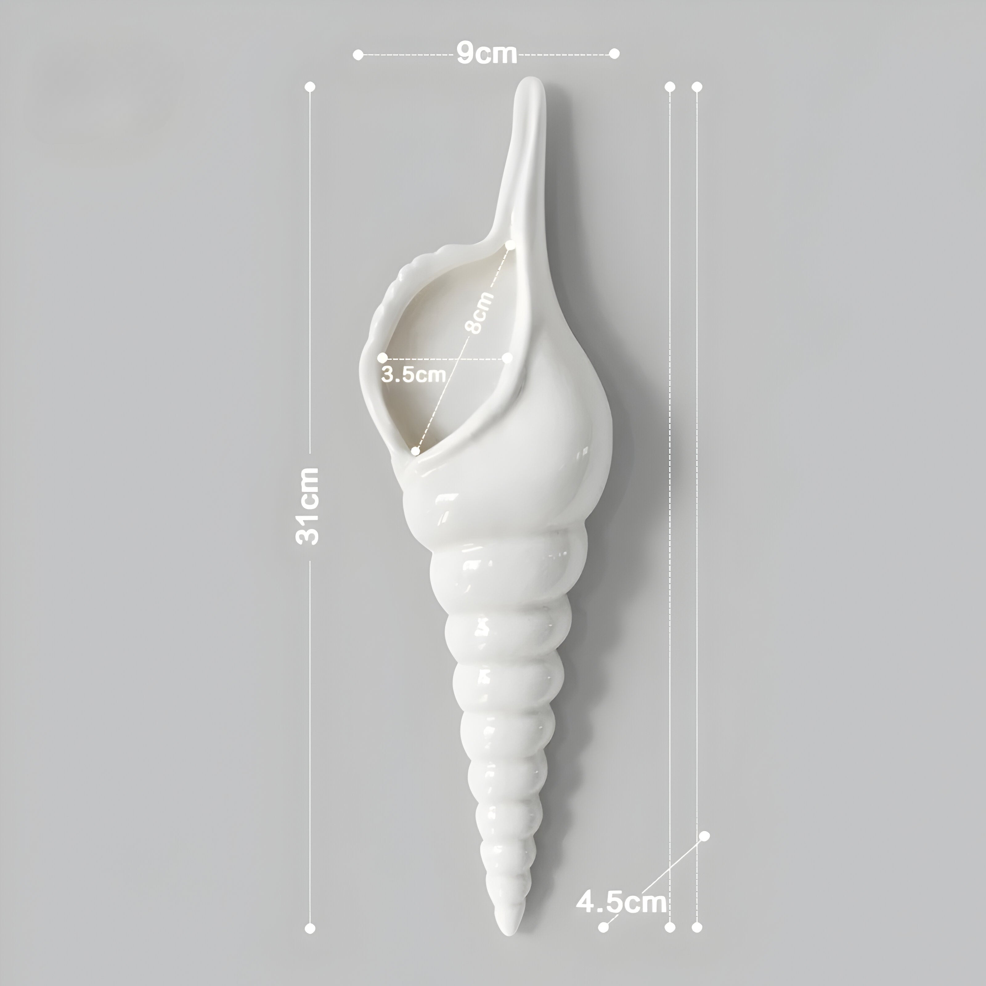PearlShell Vas - Modern Vit Keramisk Snäcka Blomvas