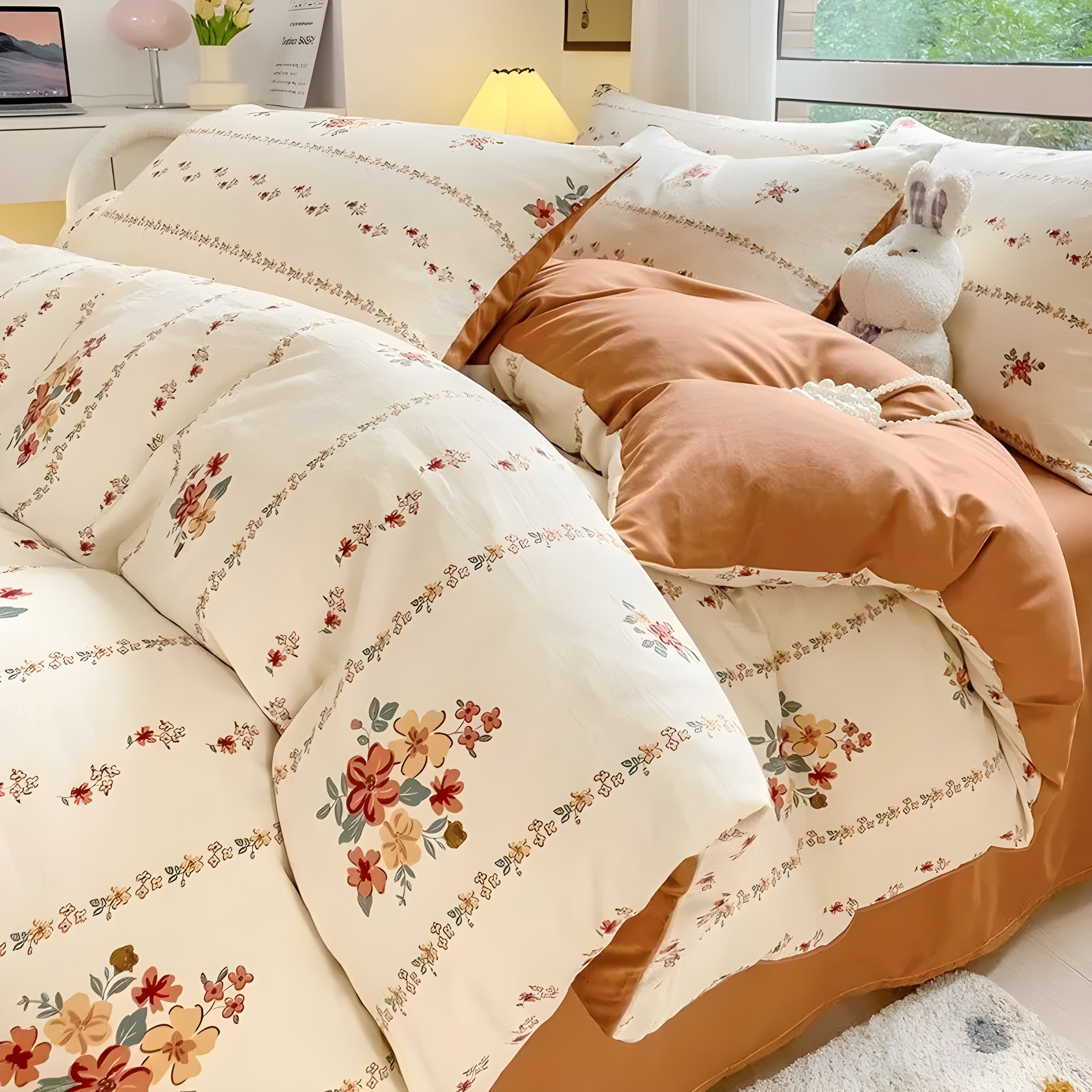 SoftBloom Sängkläder Set - Elegant sängkläder set tillverkat av bomull med blommönster