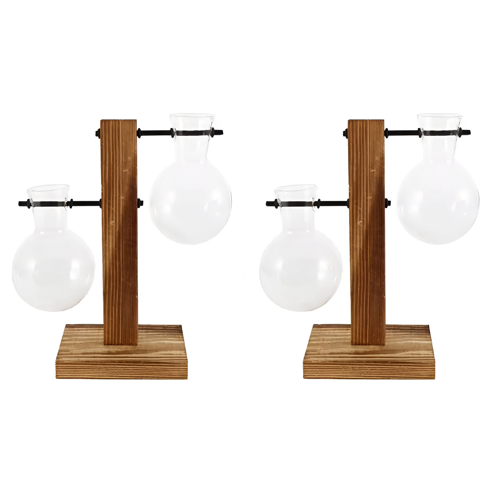 GlassHaven Vase – Hydroponiskt glasbehållare med trästativ