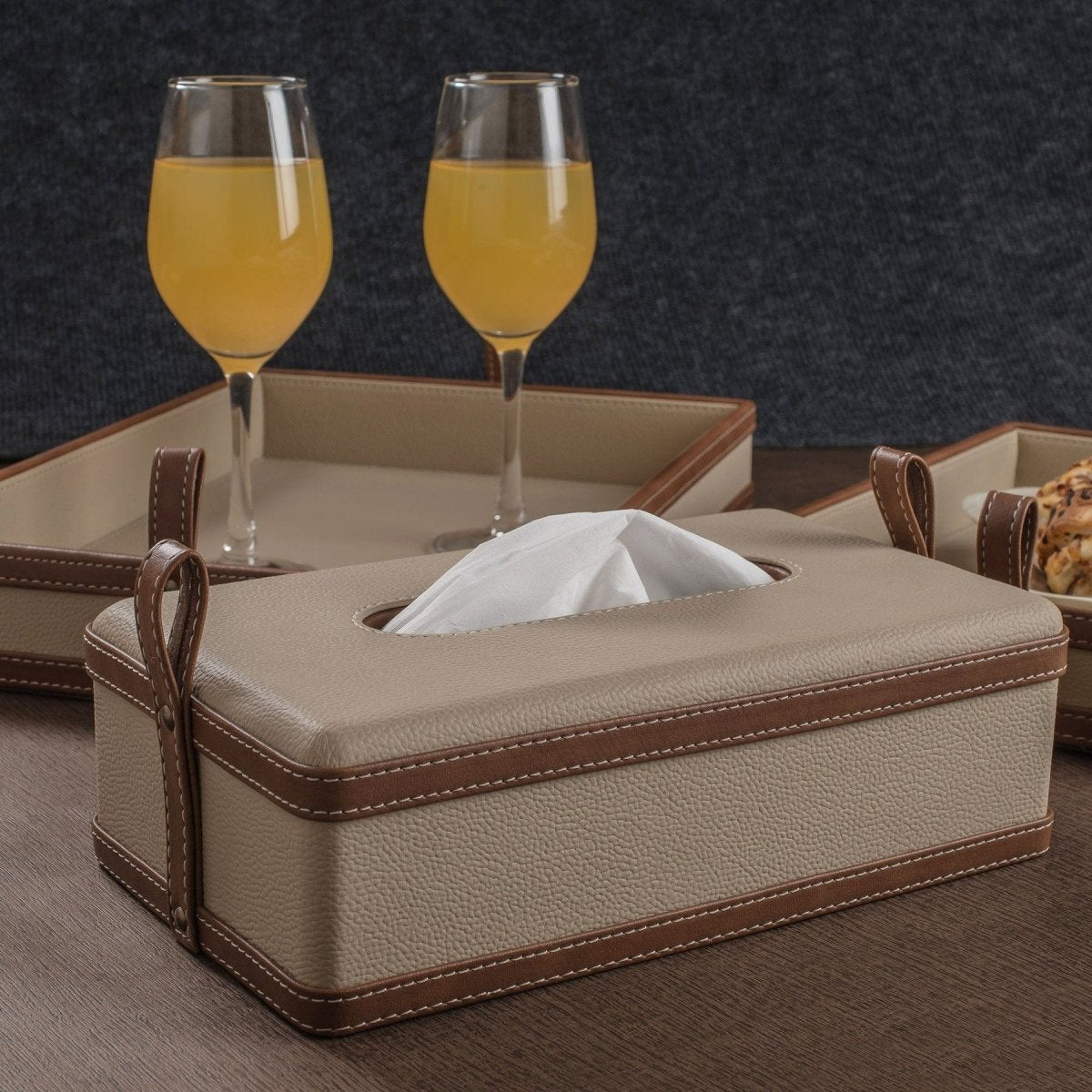 MODERNCASE – handgjord vävnadsbox i konstläder för hemmet och kontoret