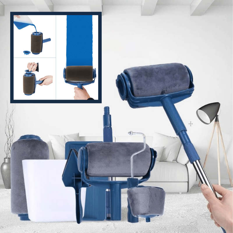 Multifunktionellt färgrullset – 8-i-1 påfyllningsbart målningssystem för snabba och rena väggrenoveringar