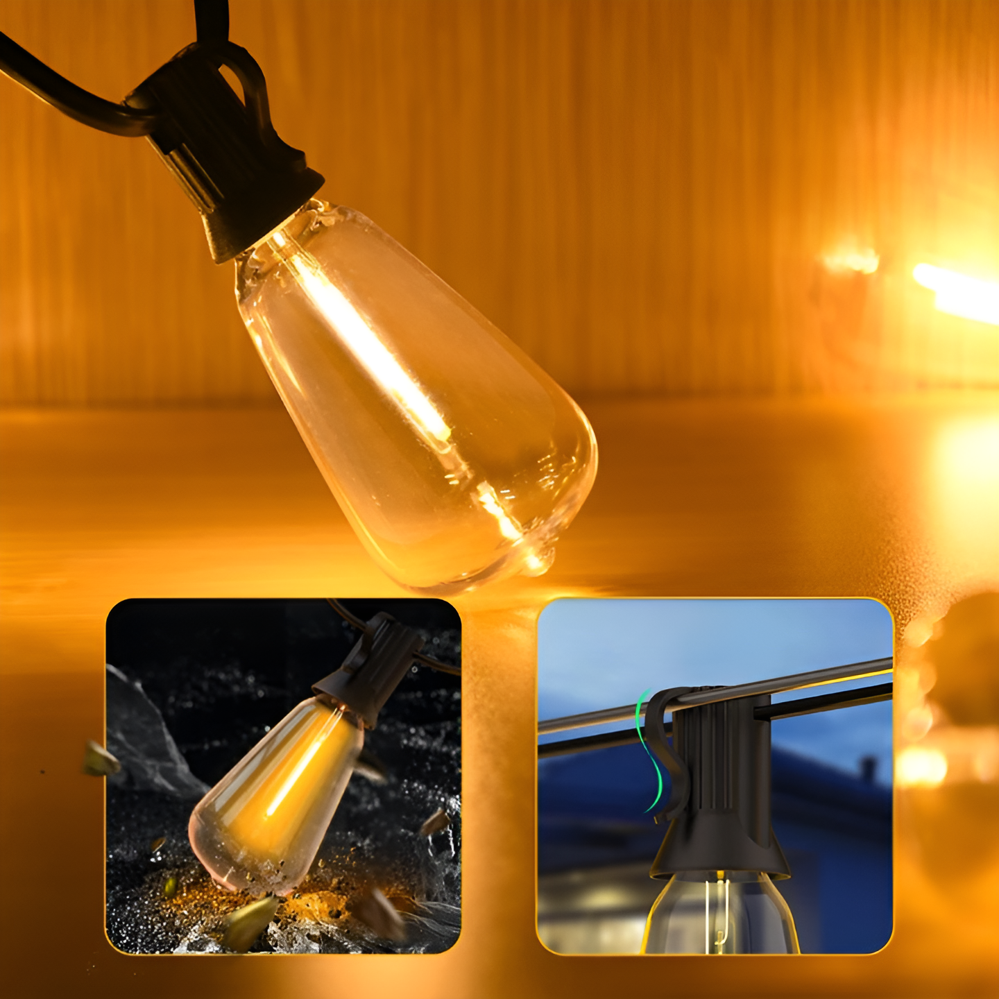 GlowFest String Lights - Varm och Mysig Vattentät Trädgårbelysning