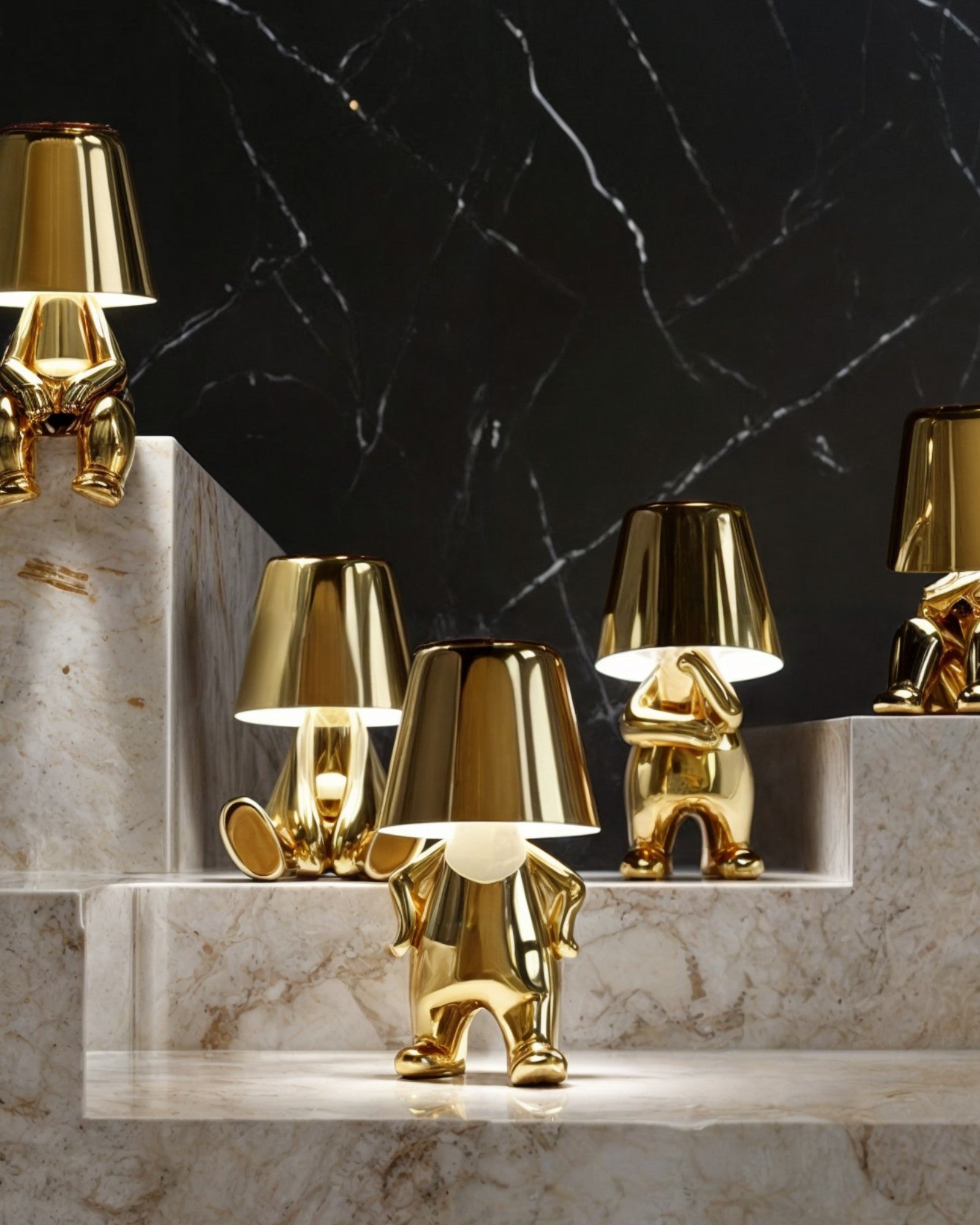 Guld USB uppladdningsbar bordslampa med dimmerfunktion 1800mAh