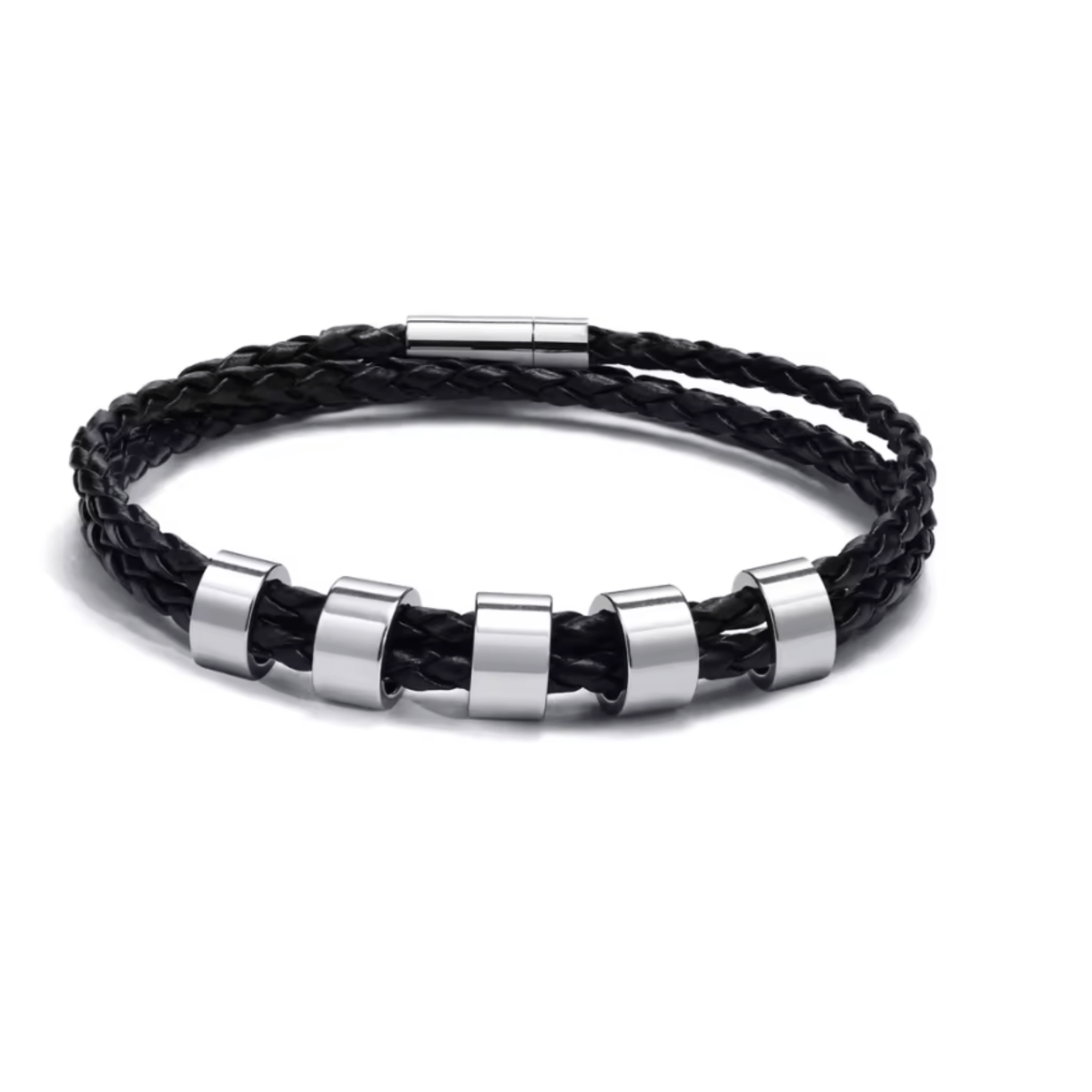 NAMVIO – Flätad herrarmband med individuella namnkulor