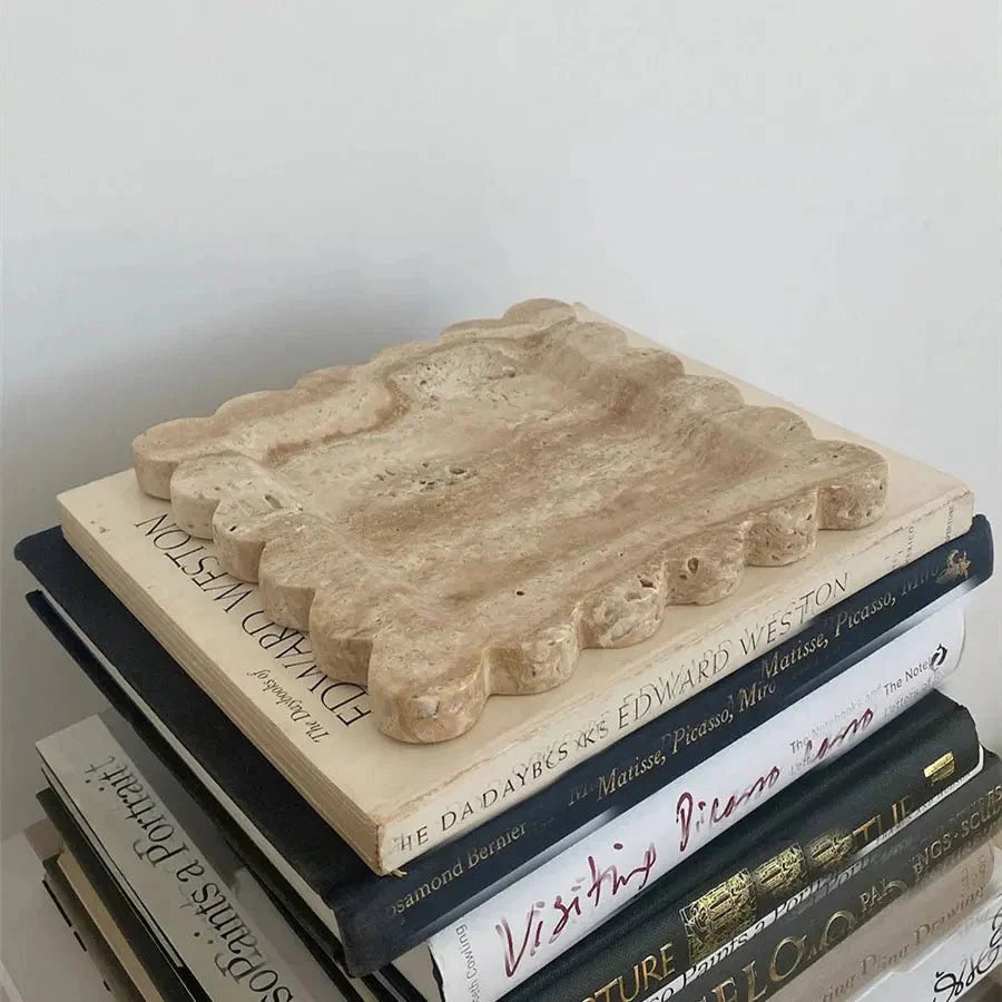 Naturstensdekorerande displayfat - Kvadratisk 20cm Estetisk