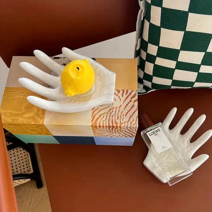 Palm Formad Keramisk Ring Samlarhållare i Koreansk Stil