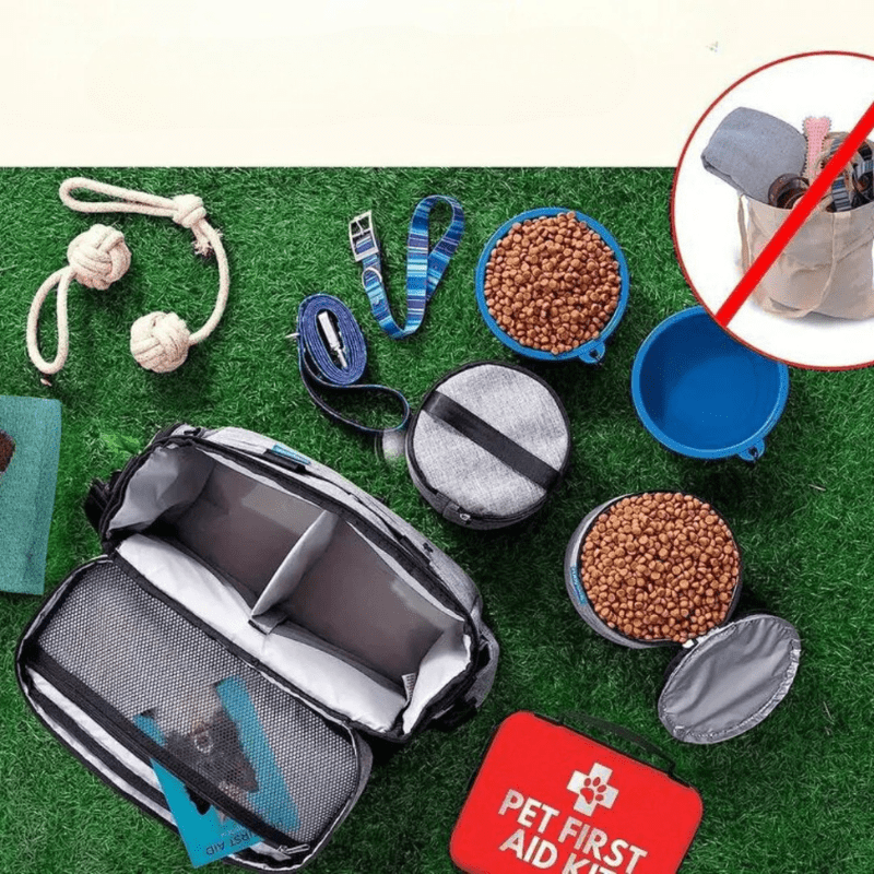 PAW BAG OUTDOOR – Vattentät hundreseransryggsäck med vikbara skålar & förvaringsutrymme