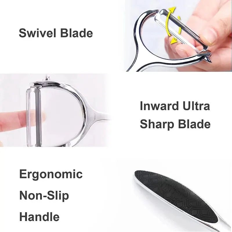 PeelPro – Ergonomisk grönsaksskalare i rostfritt stål för frukt och grönsaker