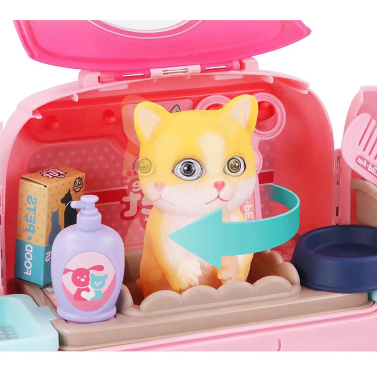 Petcare Playset - Bärbar veterinär rollspelset för barn med ryggsäck och 16 tillbehör