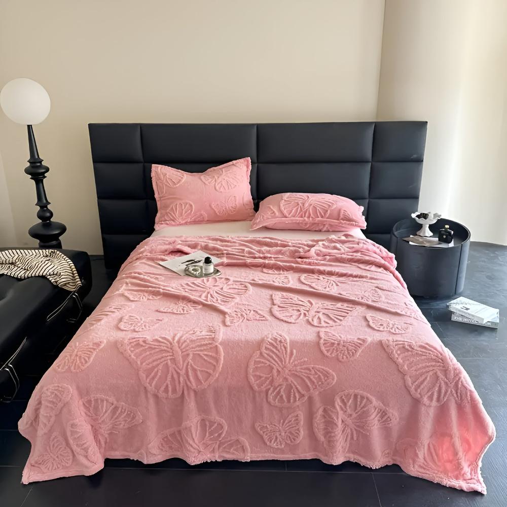 Mjuk fjärilsmönster flanellfilt