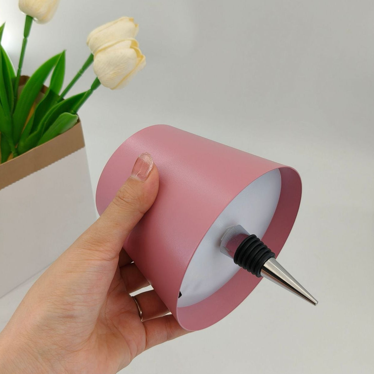 Flasklampa Metallbordslampa