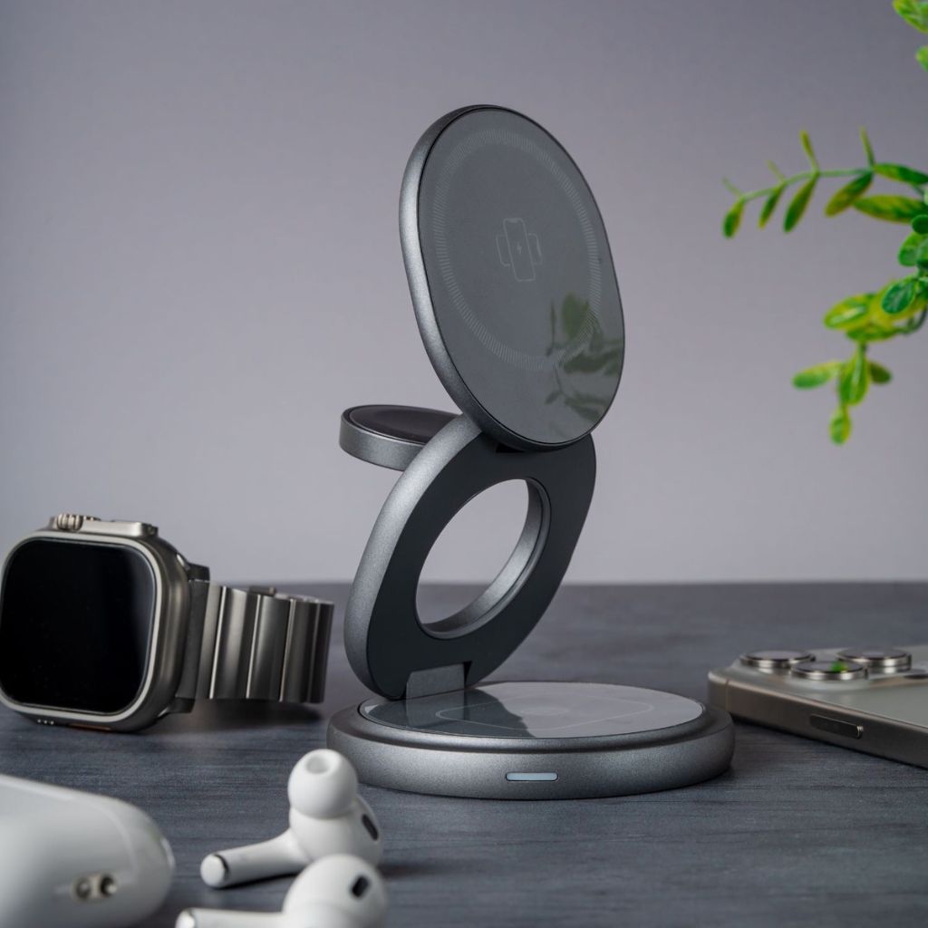 Trådlös laddningsstation med vikbar stativ