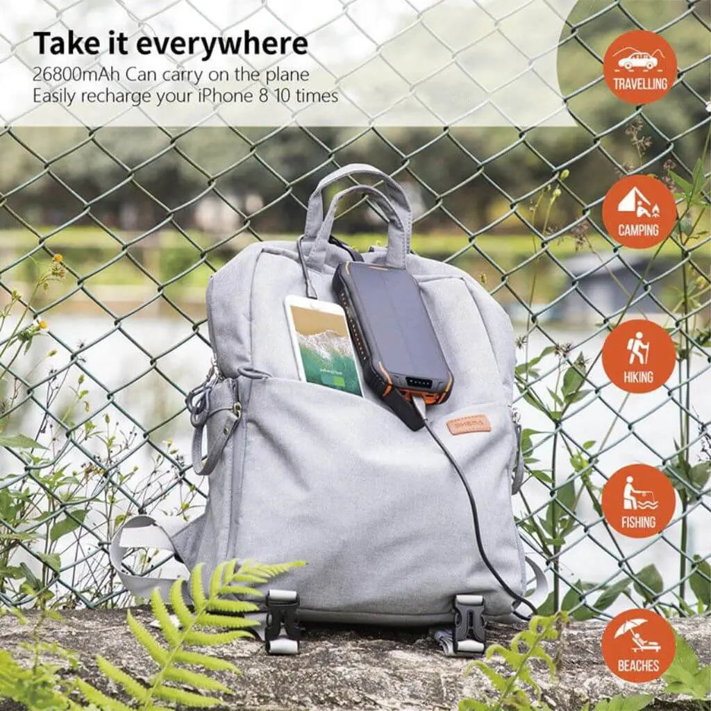 Powerbank Solar Snabbladdning Utomhus Vattentät