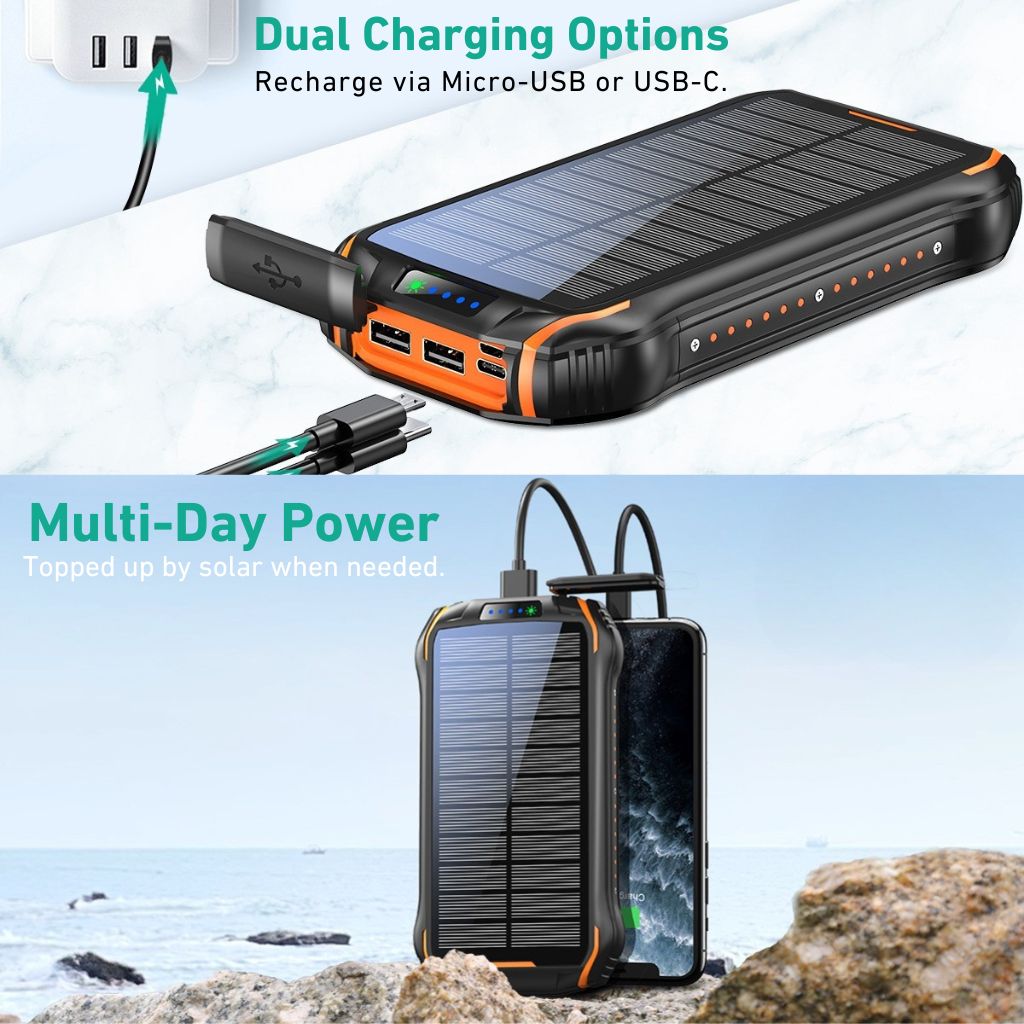 Powerbank Solar Snabbladdning Utomhus Vattentät