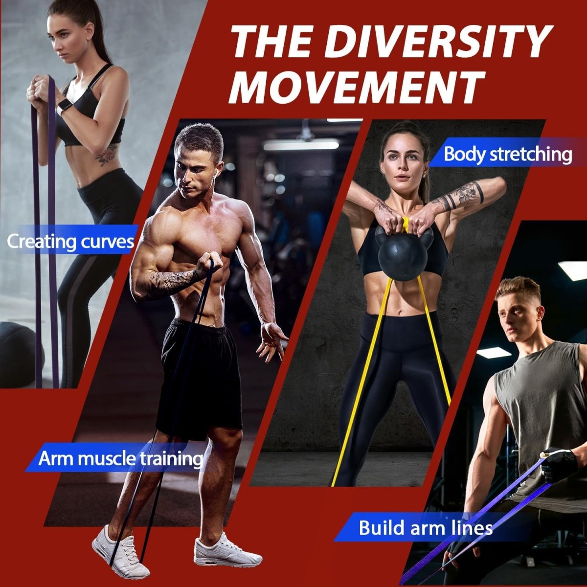 Power Band Resistance Set - Latex-träningsband för pull-ups, styrketräning, rörlighet och helkroppsträning