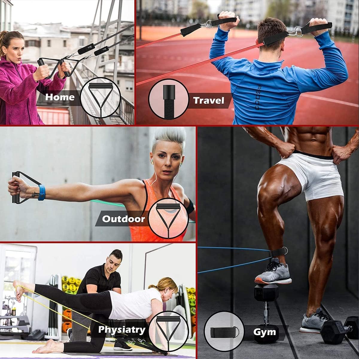 Power Grip Resistance Bands - Justerbara helkropps träningsband - Styrka-, flexibilitets- & rörlighetsträning - Hållbara & bärbara