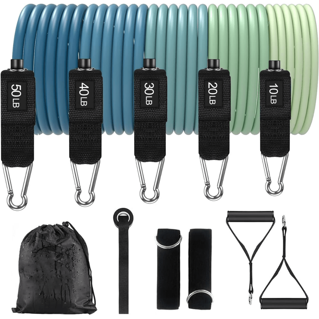 Power Grip Resistance Bands - Justerbara helkropps träningsband - Styrka-, flexibilitets- & rörlighetsträning - Hållbara & bärbara