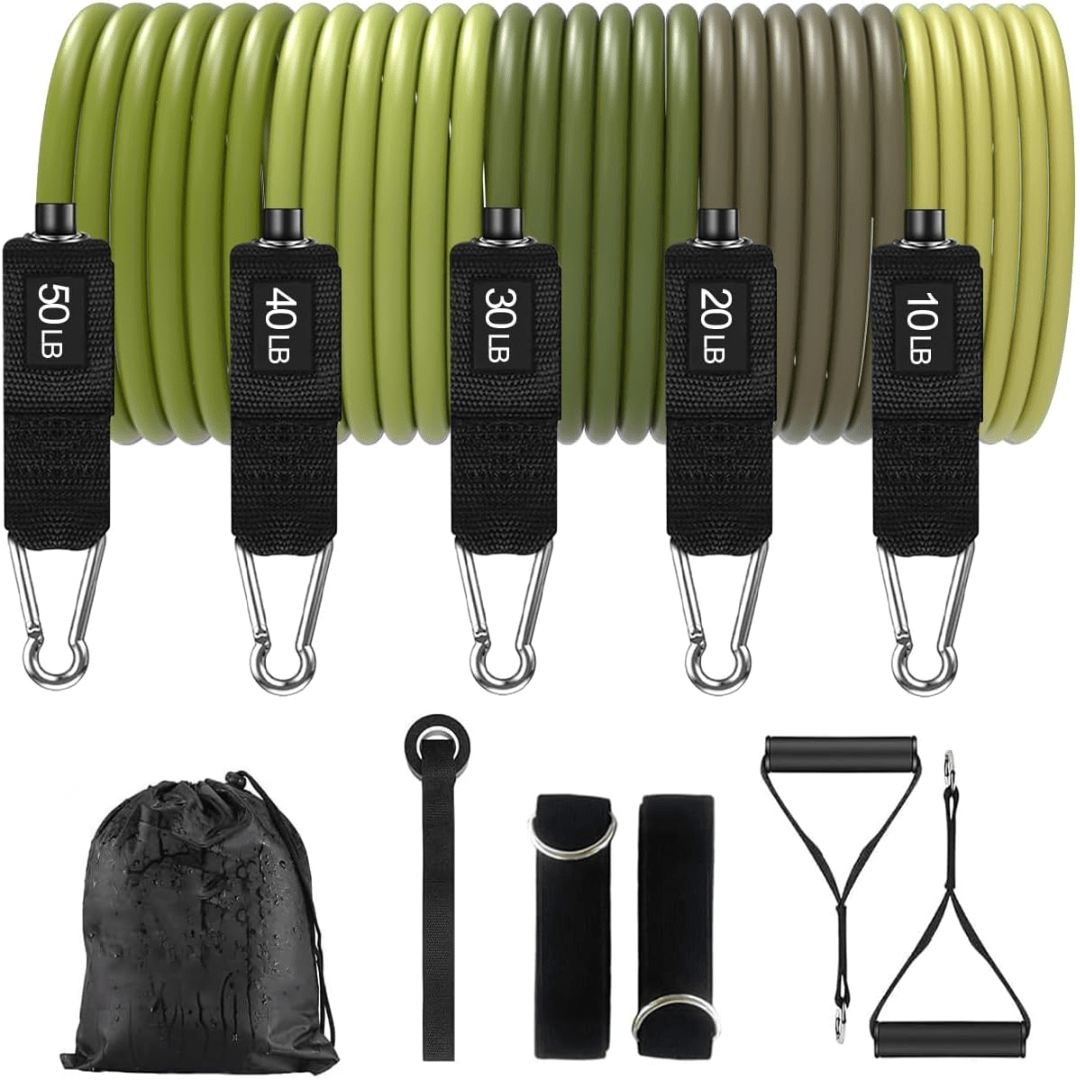 Power Grip Resistance Bands - Justerbara helkropps träningsband - Styrka-, flexibilitets- & rörlighetsträning - Hållbara & bärbara