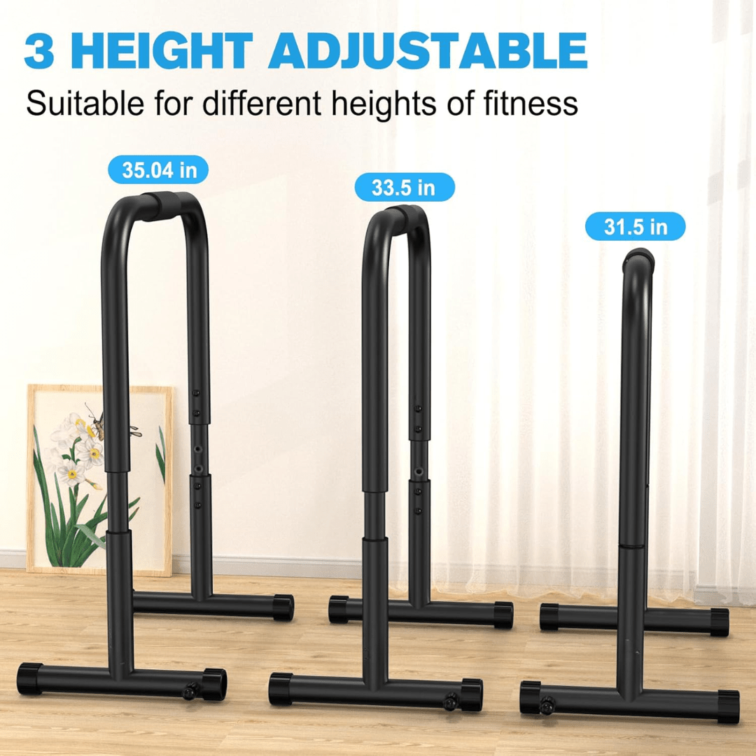 PowerDip Justerbar DIP-station - Parallella stänger av hög hållfasthetsstål för överkroppens styrketräning