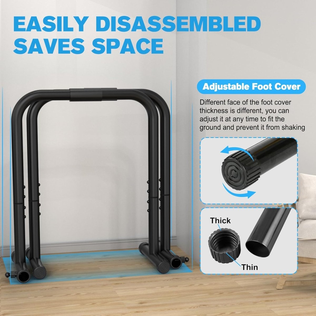 PowerDip Justerbar DIP-station - Parallella stänger av hög hållfasthetsstål för överkroppens styrketräning