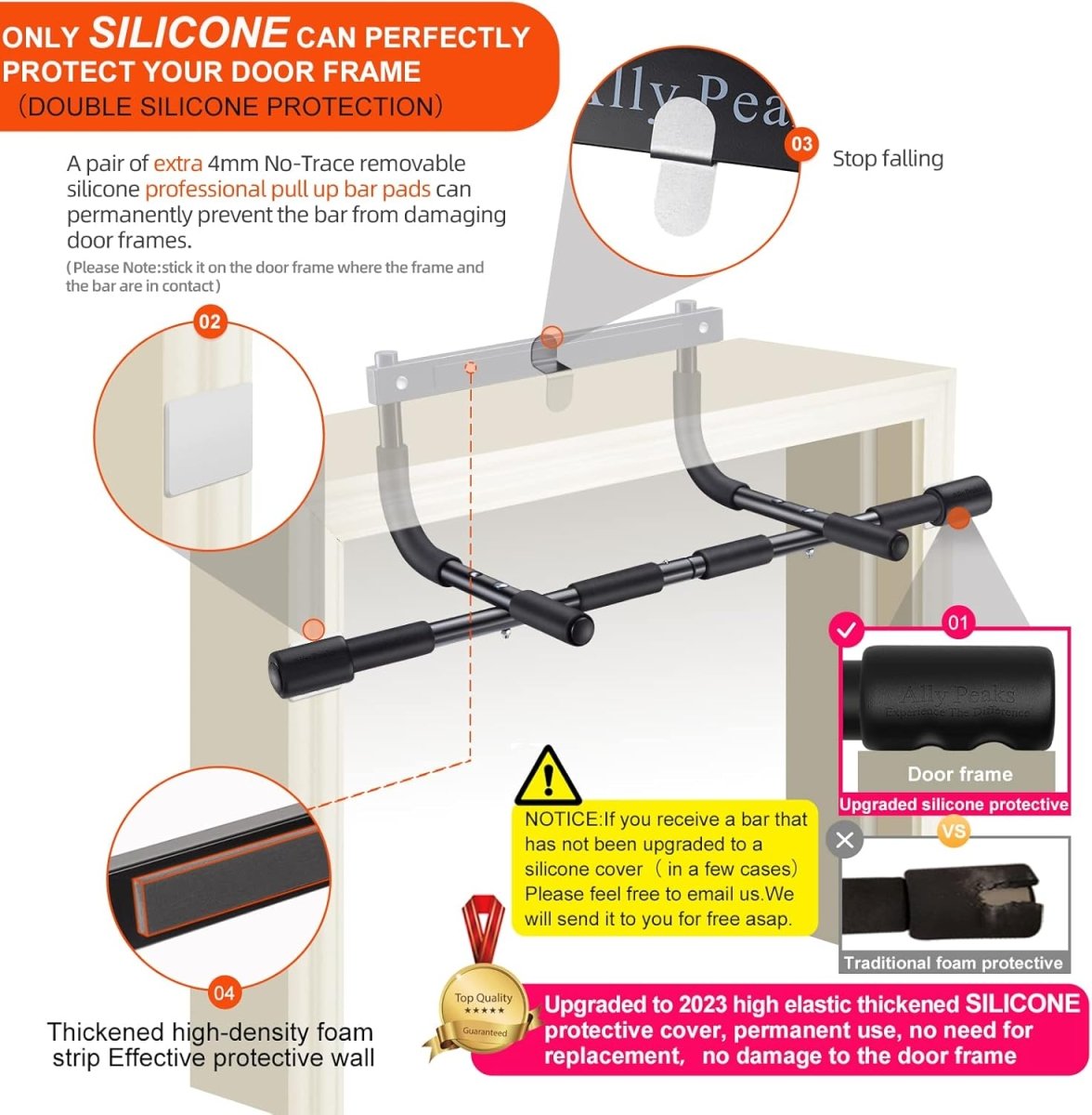 PowerGrip Pull-up Bar - Heavy Duty Door Pull-up Bar - 200 kg Kapacitet - Multi-Grepp för Full Överkropp Träning