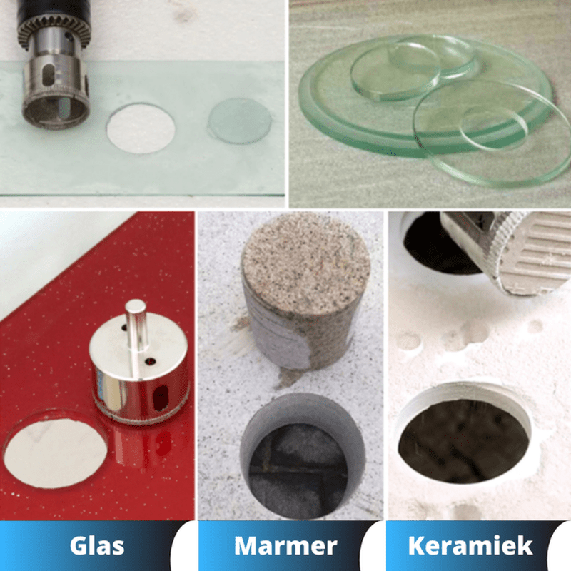 Premium-diamantborrset - 10-delars glas-, kakel- och stenborrset