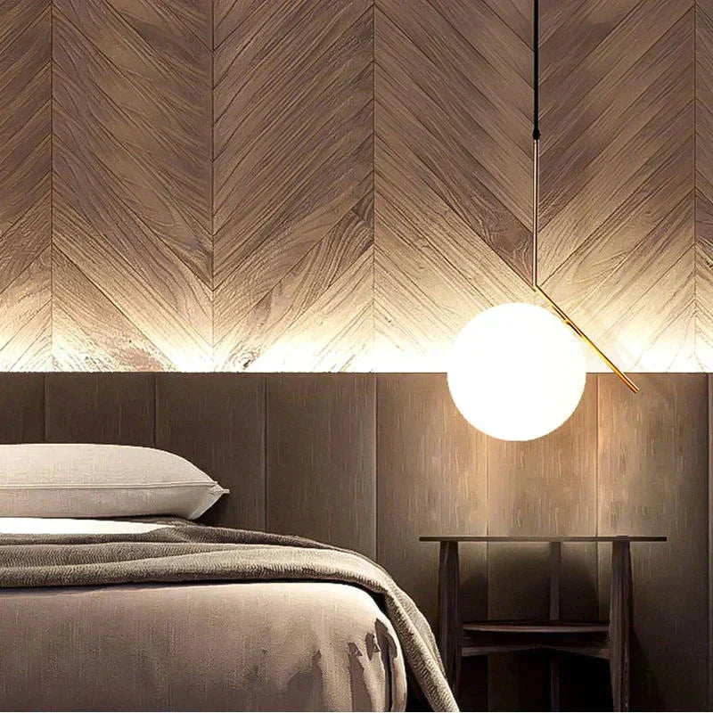 Mysig skandinavisk hänglampa med glasglobskärm