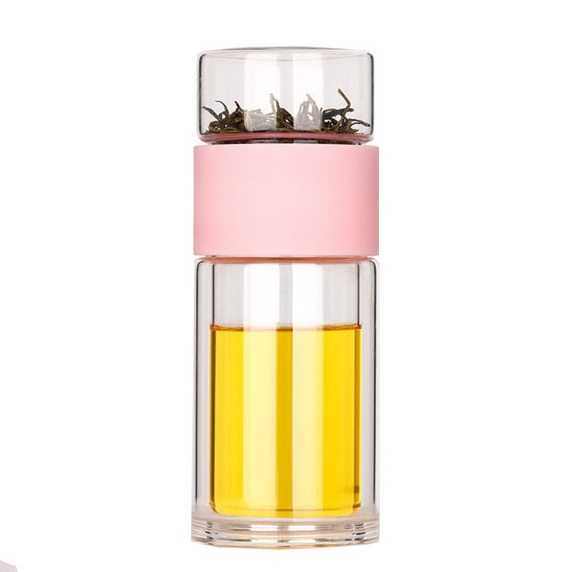 Glass Travel Tea Infuser Bottle – 230ml Dubbelväggig
