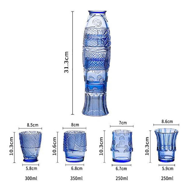 Staplbara Koi Fisk Glas – Set om 4 Färgglada Tumblers