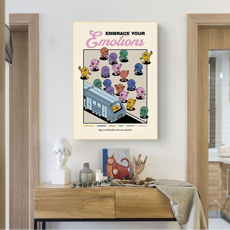 Retro Stil Tecknat Leende Inspirerande Citat Posters Papper