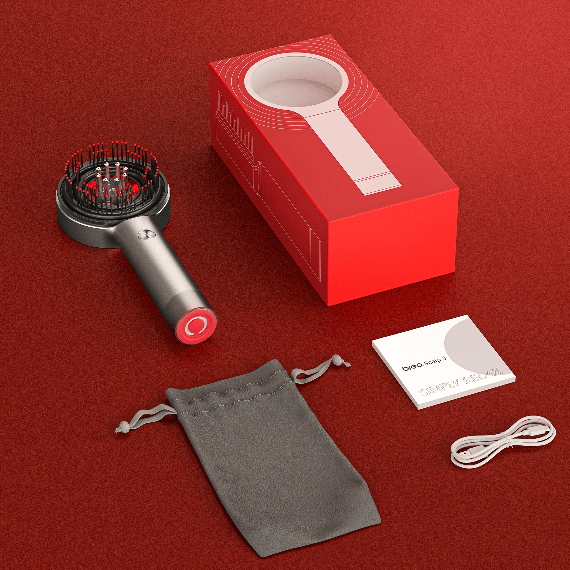 Huvdmassageborste med röd ljusbehandling