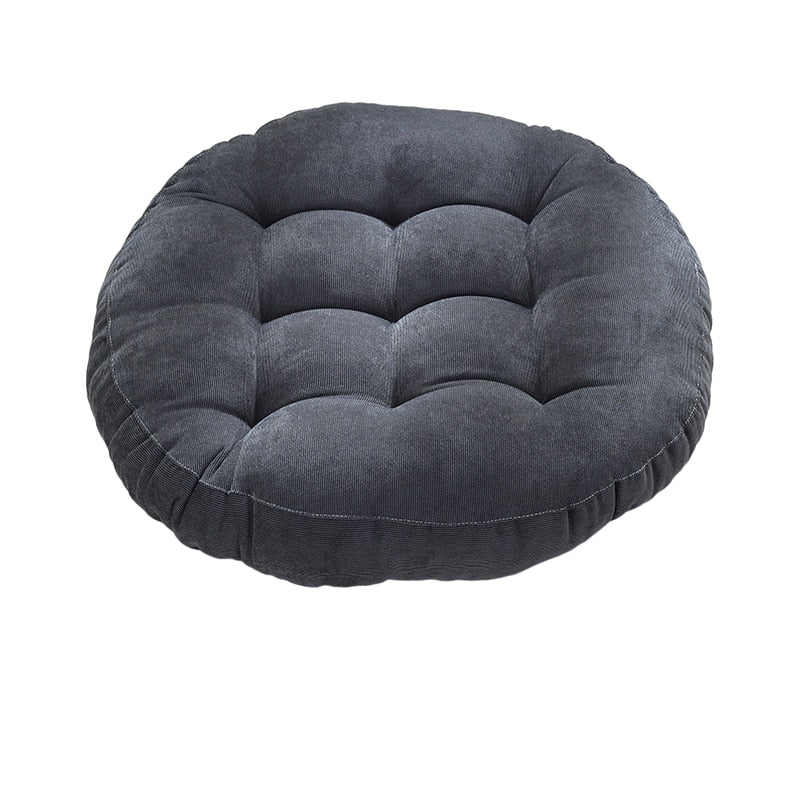 Rund Corduroy Solid Tufted Tjock Kudde för Komfort