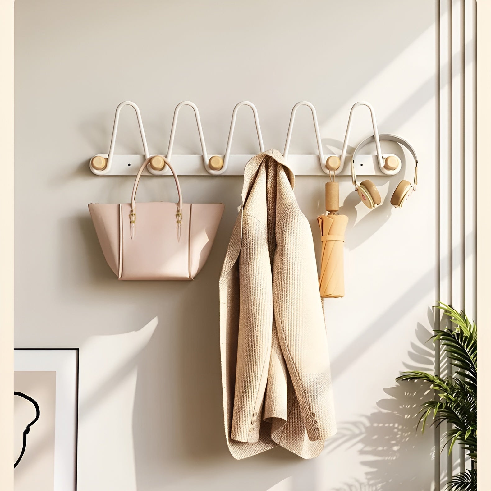 Hängande väggkrokar med dubbla rader - praktisk hängande förvaring för dörrar eller väggar