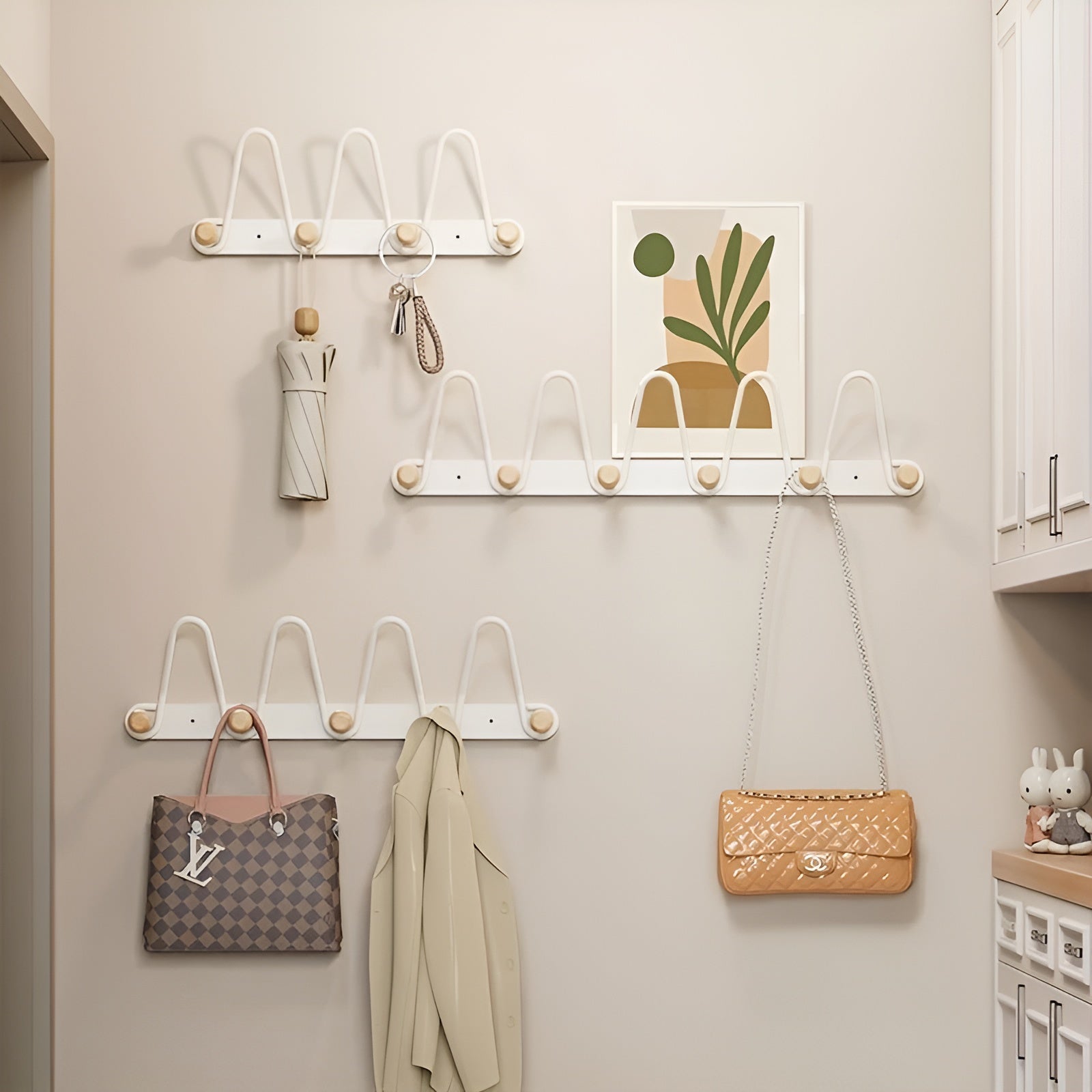 Hängande väggkrokar med dubbla rader - praktisk hängande förvaring för dörrar eller väggar