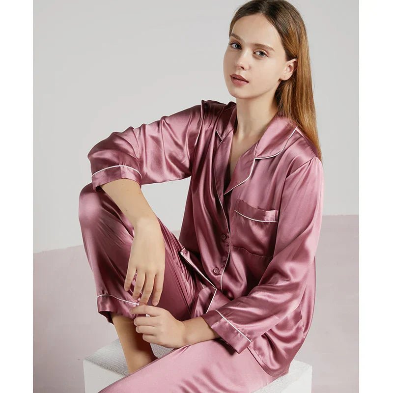 SilkDream Set – 100% Polyester Satin Pyjamas för lyxig sömn
