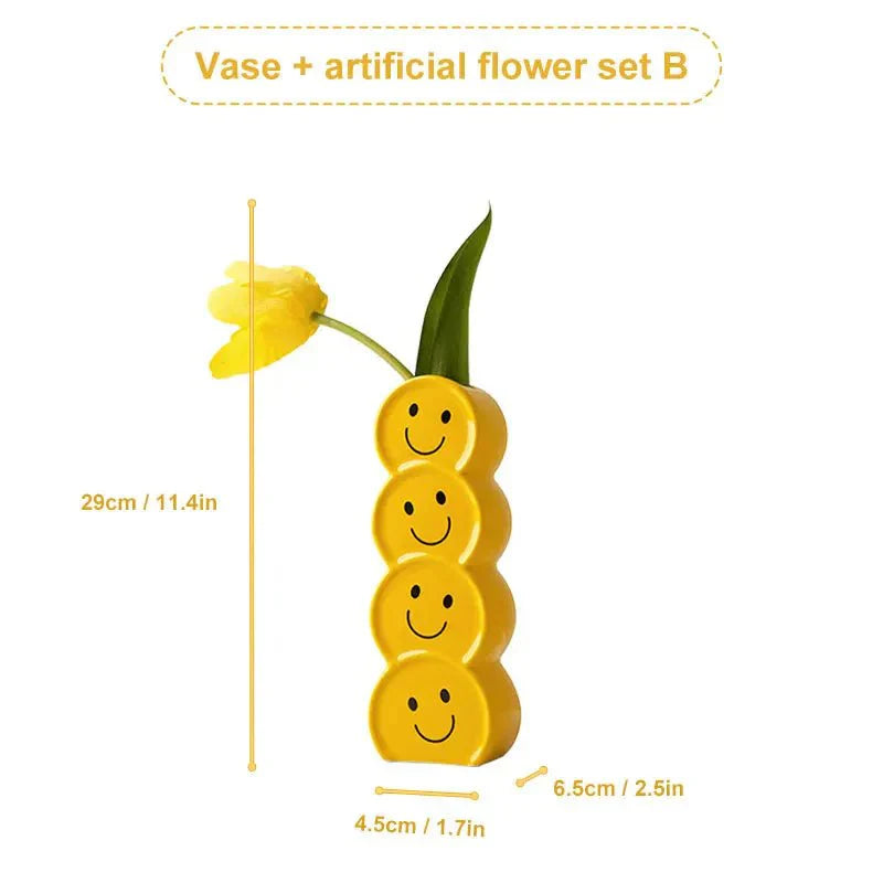 Leende Ansikten Keramisk Vas Set med Modern Design