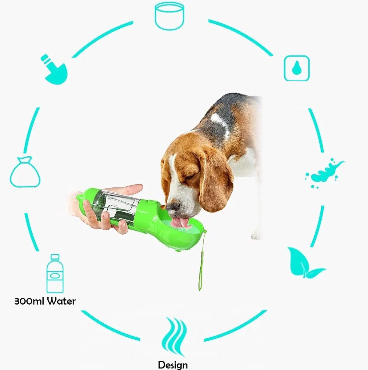 SNACKBUDDY PRO – 2-i-1 Hundvattenflaska & Foderskål med soppåsekontakt