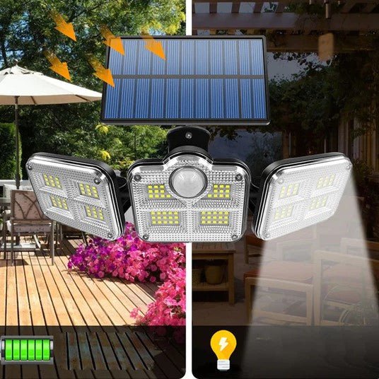 SolarBright Tre-dubbel LED – 360° roterande solvägglampa för utomhussäkerhetsområdet