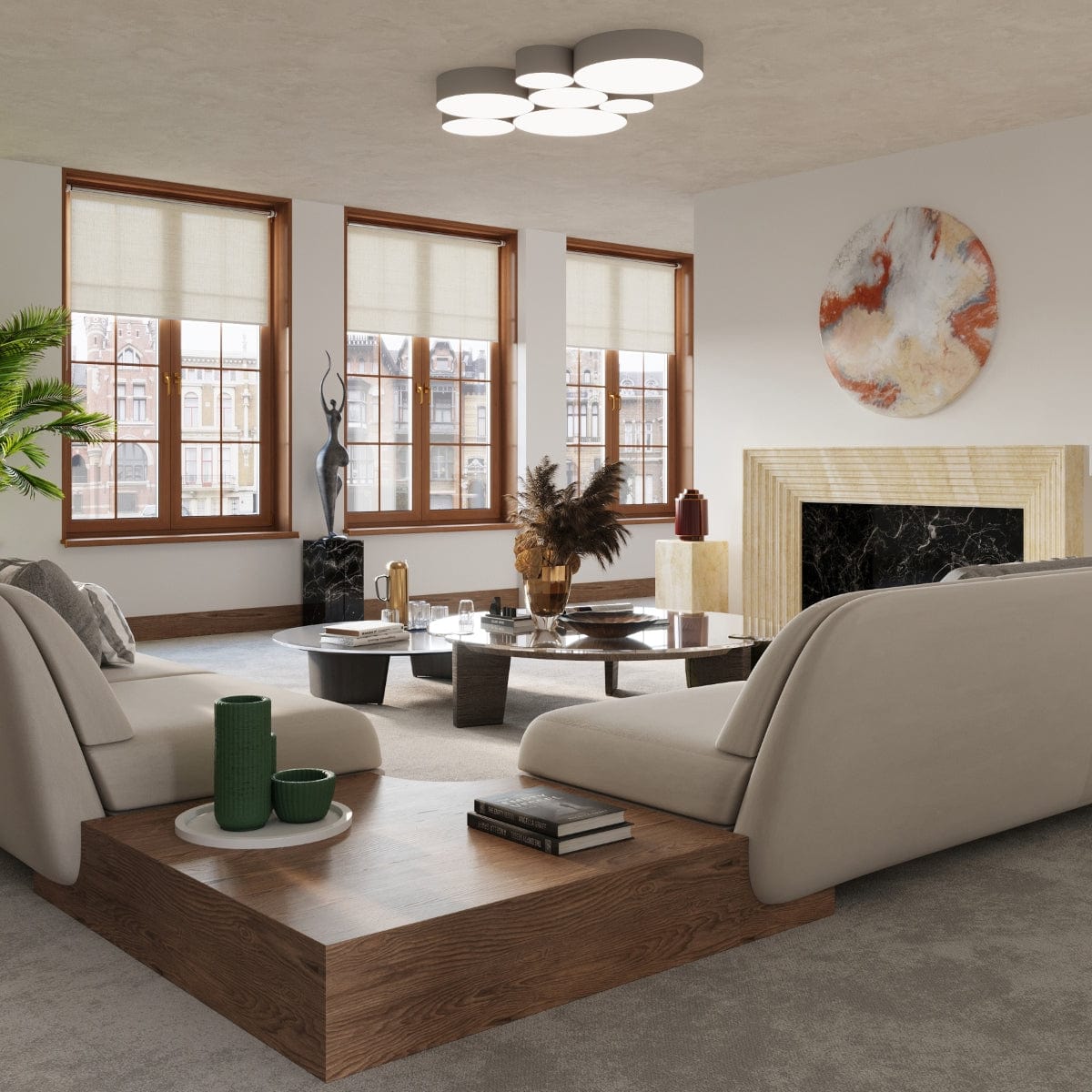 Arena Grey Taklampa - 3x E27 LED - Modern PVC Design - 45x45x11 cm