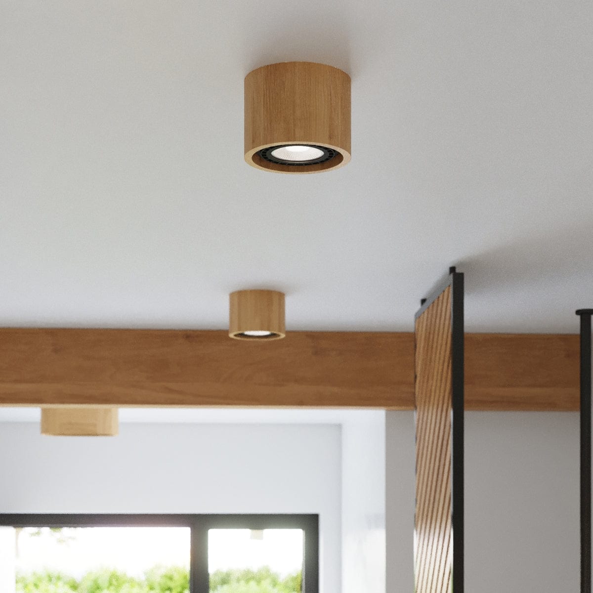 Taklampa Basic 2 Natural Wood - Minimalistisk Trädesign - Varm Loftstil - Hållbar Konstruktion - Utbytbara GU10 Glödlampor - Lätt Underhåll - Mångsidig för Alla Rum