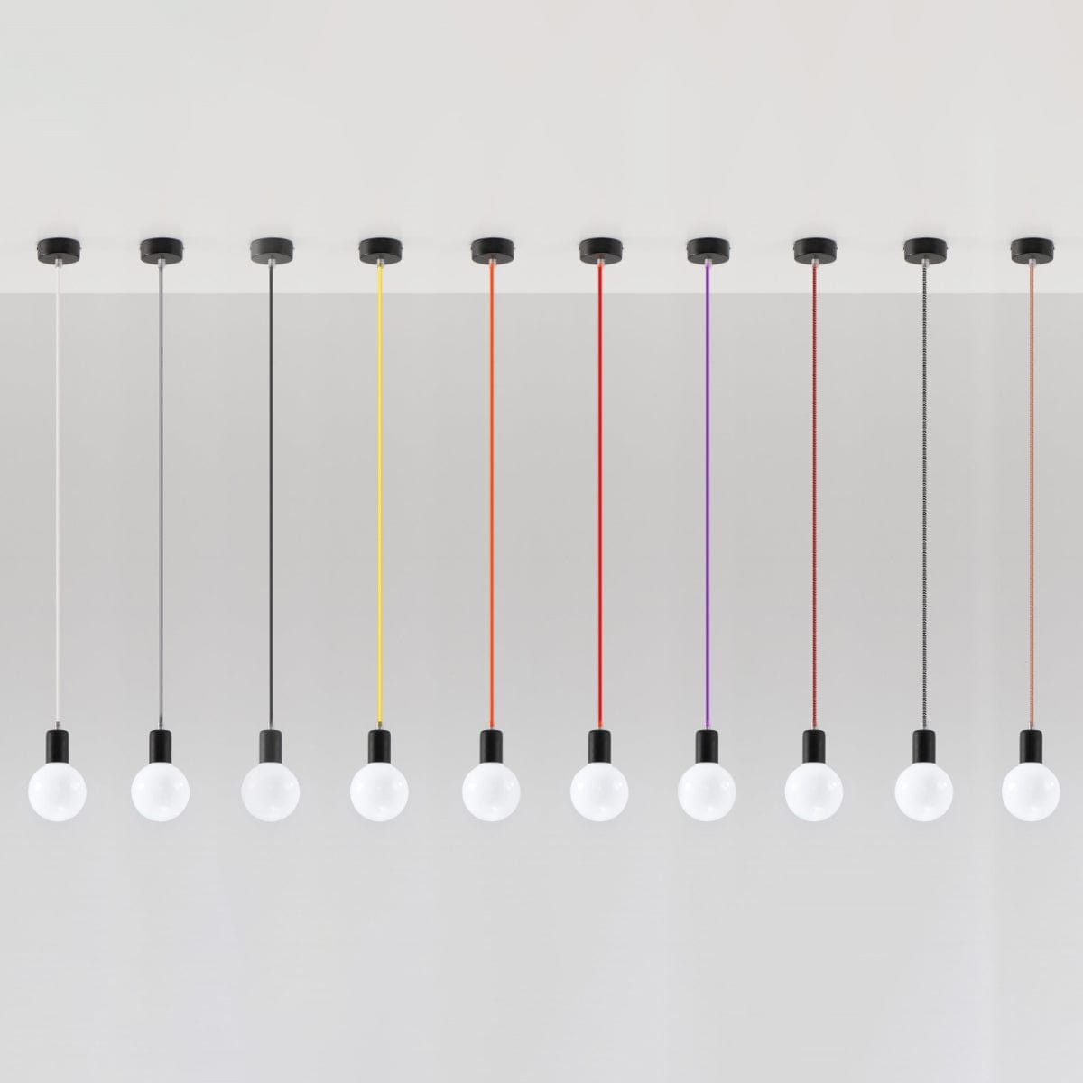Edison Pendelampa - Svart Tyg & Stål - E27 Max 15W - Minimalistisk Design