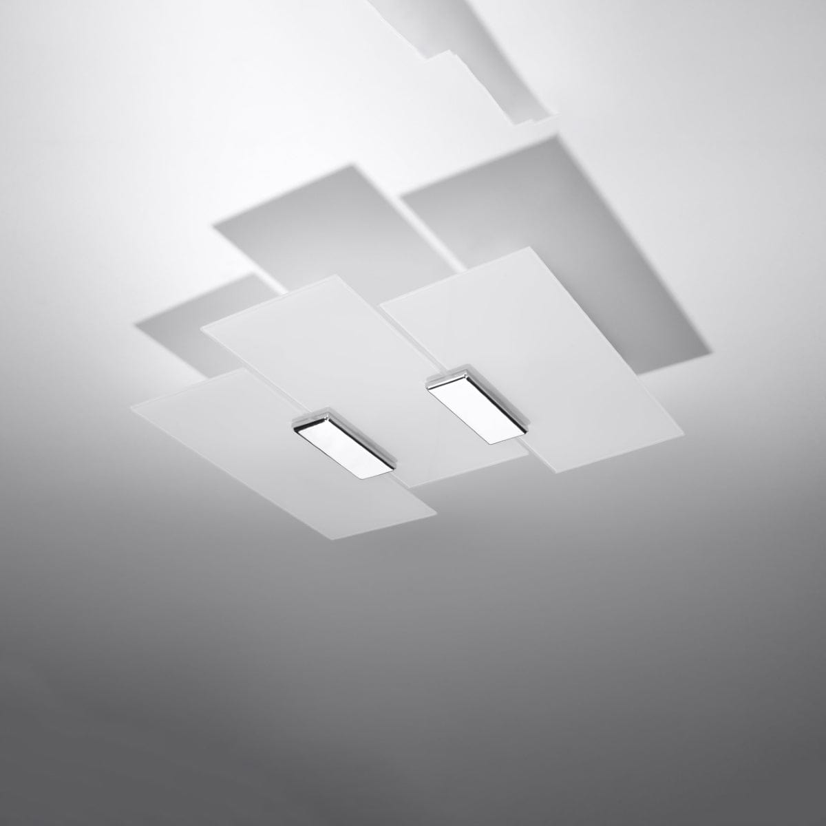Fabiano Taklampa - Modern Krom & Vit - Stål & Glas - E27 Max 15W LED - Geometrisk Design