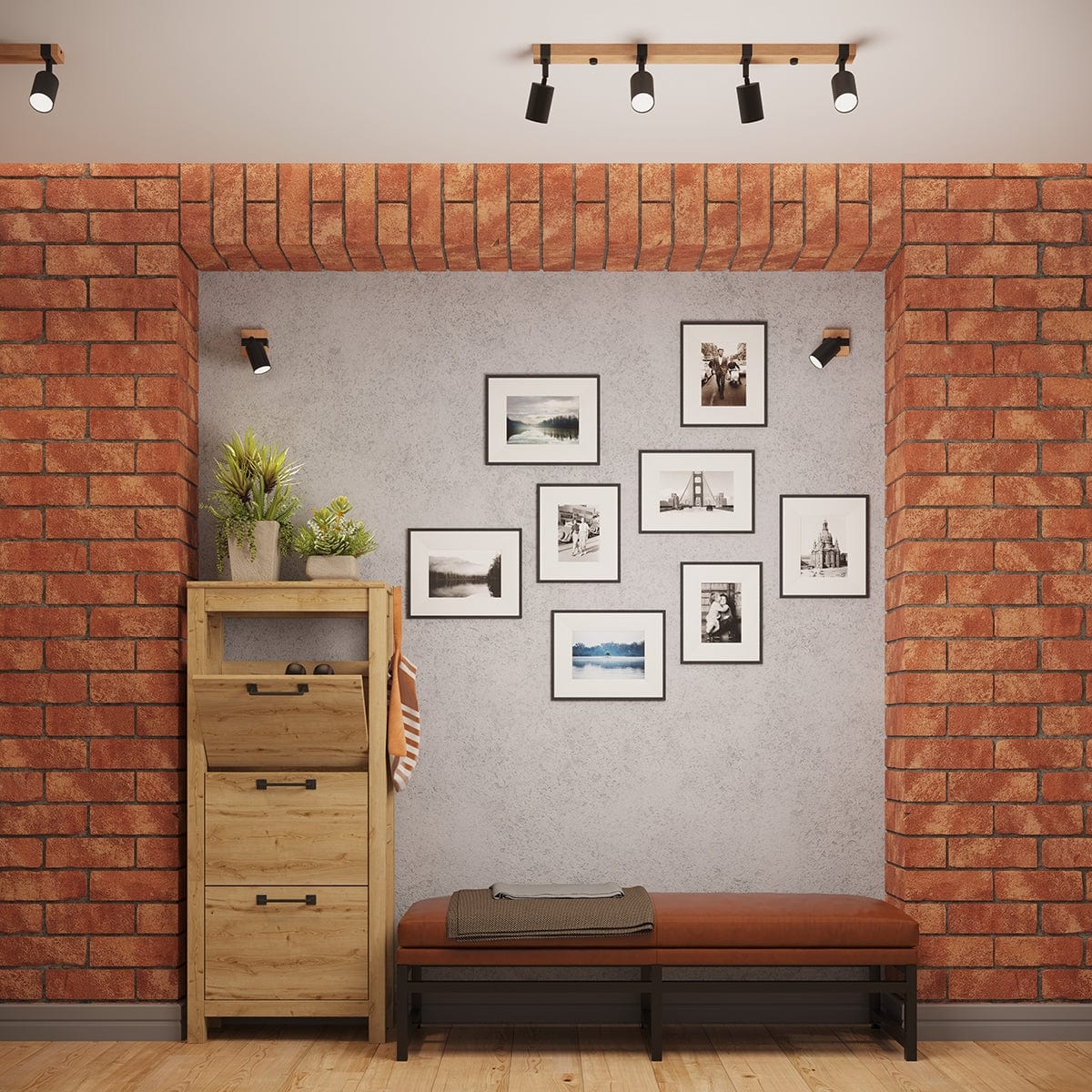 Fager Taklampa - 2-Ljus Svart - Riktad Belysning - Naturligt Trä & Metall - Justerbara Skärmar - Skandinavisk Minimalistisk Design - Energibesparande