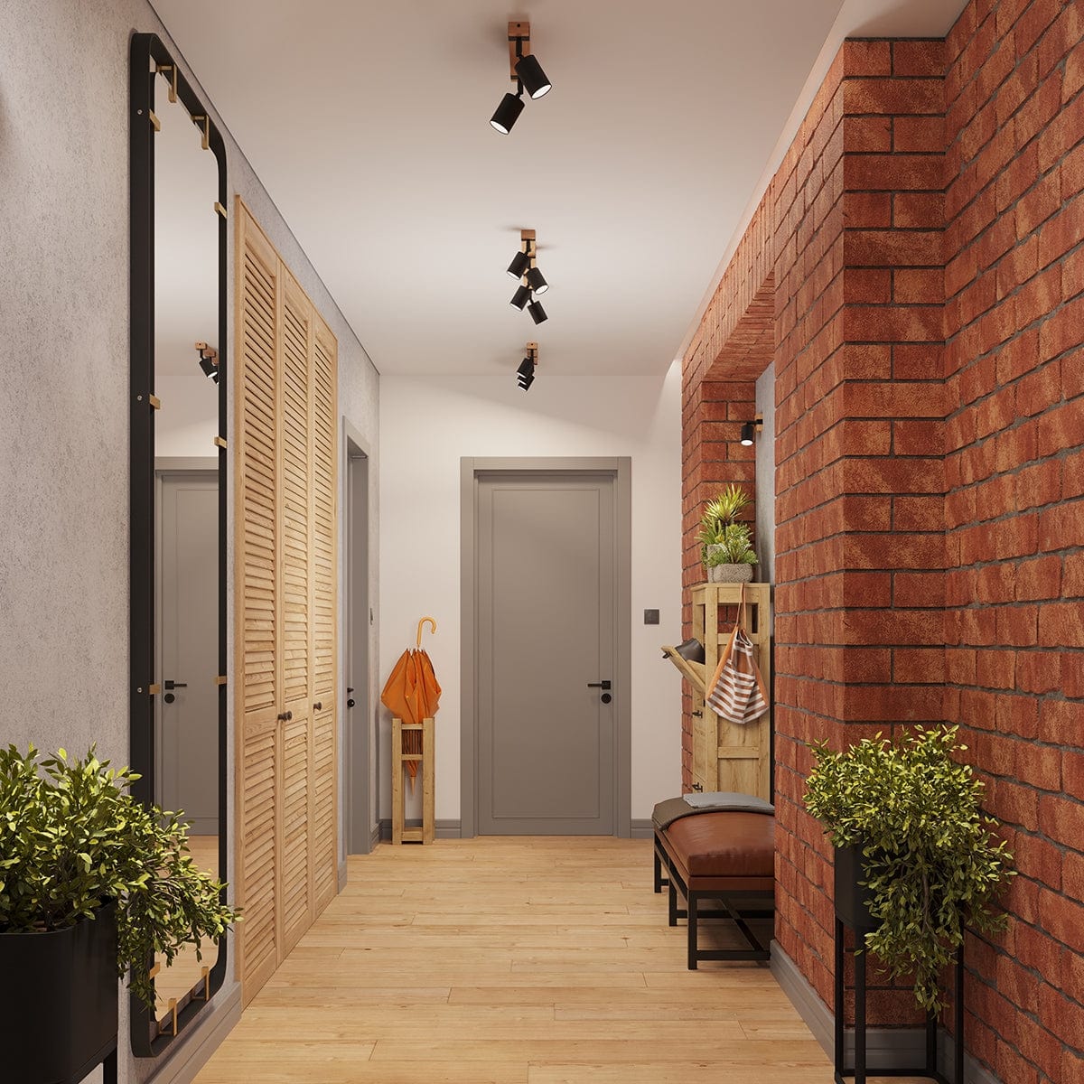 Fager Taklampa - 4-Ljus Svart - Riktad Belysning - Naturträ & Metall - Justerbara Skärmar - Stort Skandinaviskt Design - Energibesparande